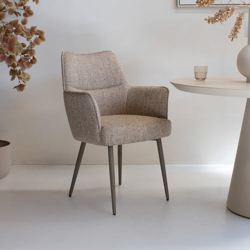 DÉJA Living Eetkamerstoel Zayn - Taupe/Taupe - Zithoogte 47cm - Set van 2 - vtwonen shop