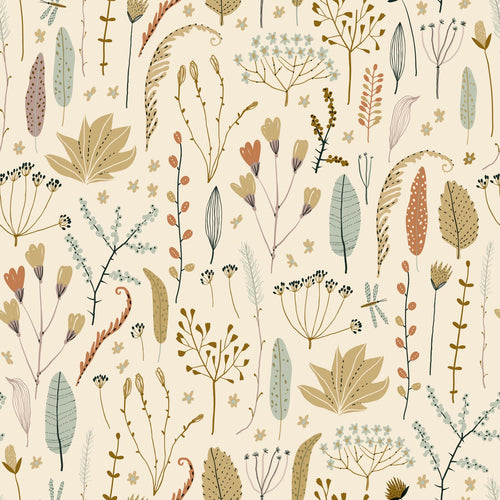 ESTAhome behang veldbloemen vergrijsd olijfgroen - 50 x 900 cm - 131163 - vtwonen shop