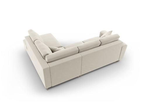 Cosmopolitan Design Converteerbare hoekbank rechts met opbergdoos Kyoto 5-zits, flueel lichtbeige - 194x243x88cm