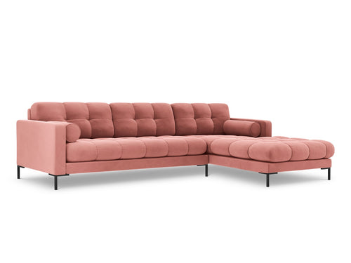Cosmopolitan Design rechter hoekbank Bali 5-zits, flueel, roze - 185x293x75cm