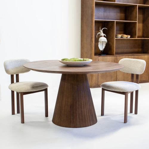 Giga Meubel Eettafel Salvador Rond - Mangohout - Donkerbruin - 130x130x76cm - vtwonen shop