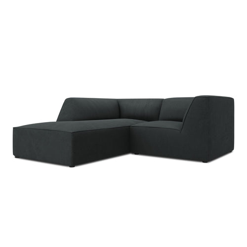 Cosmopolitan Design - Modulaire hoekbank links Siena 3-zits, ribfluwelen zwart - 180x186x69cm