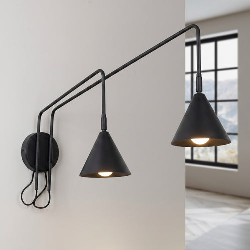 Sollux Lighting Wandlamp NOX 2 zwart met schakelaar - 150x80x30cm