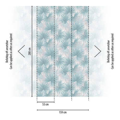 Livingwalls fotobehang jungle-motief blauw, beige en wit - 159 x 280 cm - AS-391843