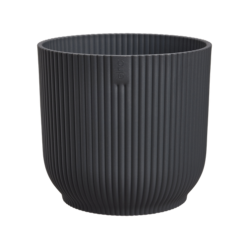 elho vibes fold rond 35 antraciet | Bloempot | Modern decoratief ribpatroon
