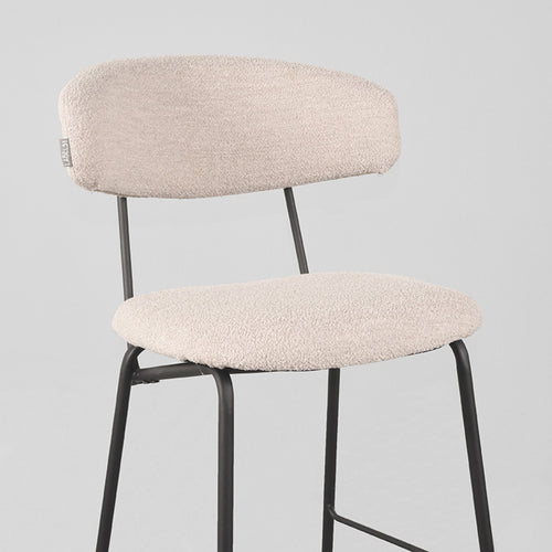 LABEL51 Barstoel Zack - Naturel Bouclé - Zithoogte 65cm - Set van 2