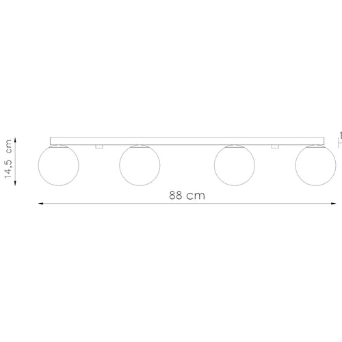 Sollux Lighting Plafondlamp YOLI 4 zwart - 88x12x14,5cm