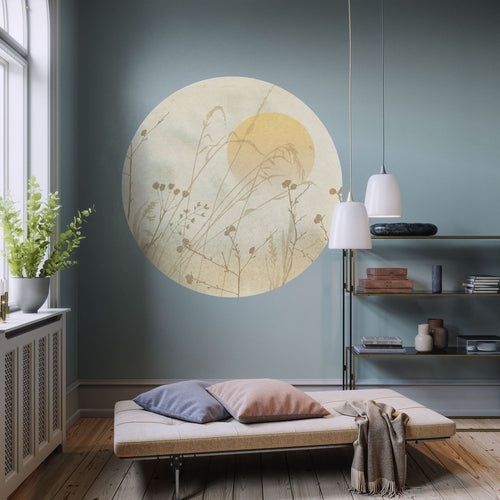 Sanders & Sanders zelfklevende behangcirkel landschap zand beige - Ø 125 cm - 612354