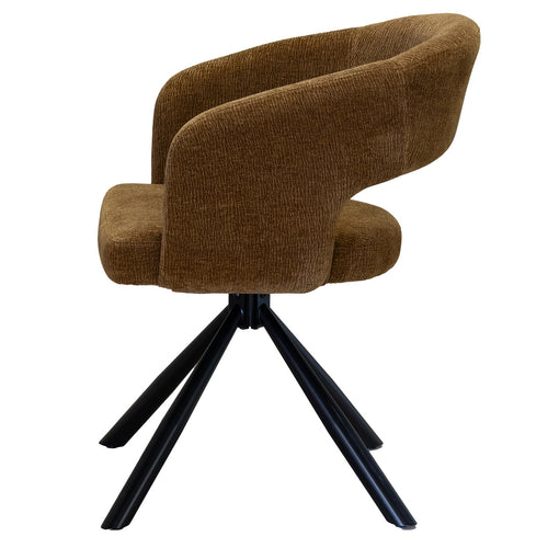 DÉJA Living Eetkamerstoel Elle - Stof/Metaal - Oker - Set van 2 - vtwonen shop