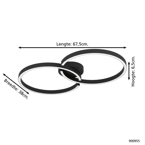 EGLO plafondlamp Amandolo - led - 67,5 cm - zwart/wit - dimbaar - vtwonen shop