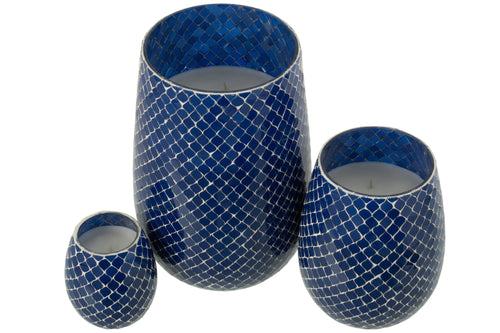J-Line geurkaars Mia Mozaiek - Juniper love - glas - blauw - large - 230U