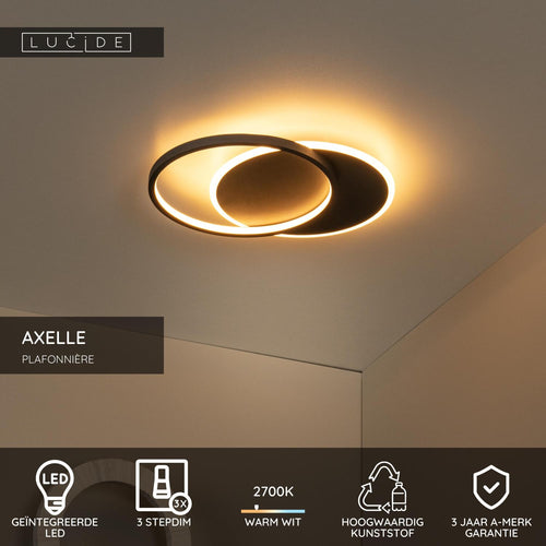 Lucide plafonnière AXELLE - Geïntegreerde LED - Zwart