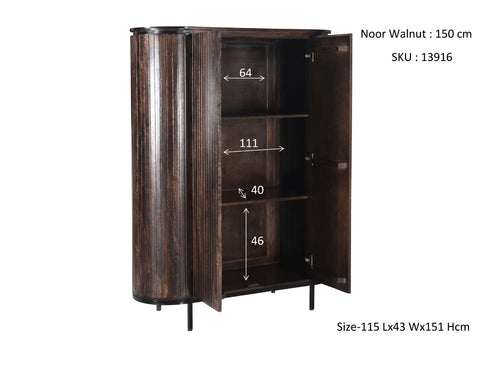 Livingfurn kabinetkast Noor Walnut - 150cm - mangohout