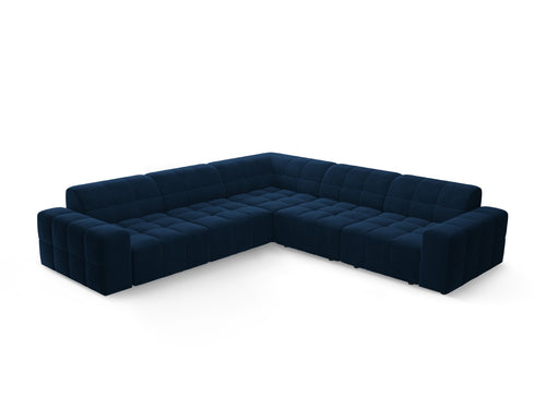 Cosmopolitan Design Hoekbank CHICAGO 4-zits, flueel koningsblauw - 285x285x78cm