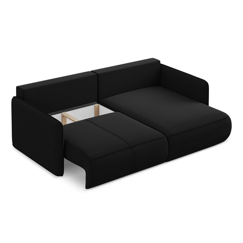 LaMiaSofa hoekbank rechts Palermo - velours - zwart - 207x148x86