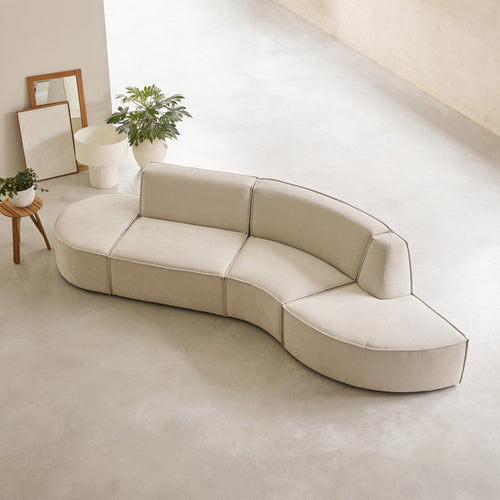 Tikamoon Modulaire 4-zitsbank in beige stof - Beige