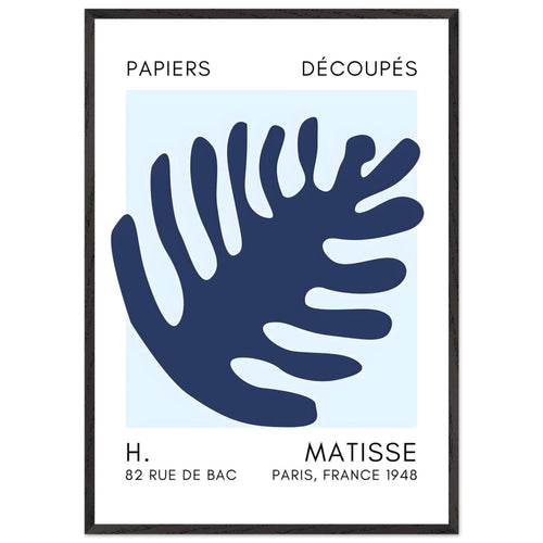 Artfulprints Poster met Lijst Matisse – Coral bloom navy blue I   - 70x100 cm - Blauw