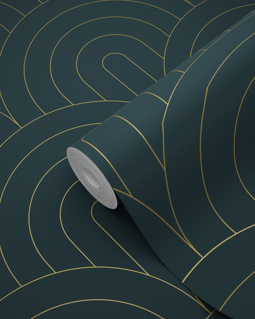 ESTAhome behang art deco motief donkerblauw - 53 cm x 10.05 m - 139743 - vtwonen shop