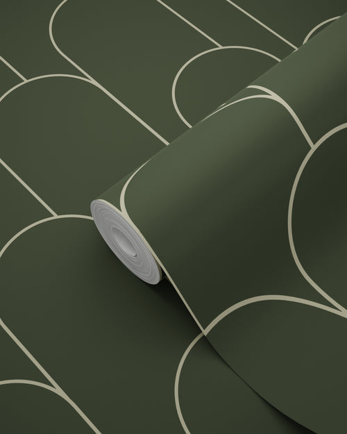 ESTAhome behang art deco motief donkergroen - 50 x 900 cm - 139656