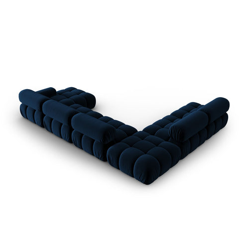 Cosmopolitan Design - Modulaire panoramische hoekbank links Cortina 7-zits, flueel koningsblauw - 282x376x70cm