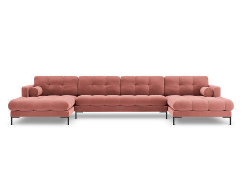 Cosmopolitan Design Panoramische bank Bali 7-zits, flueel, roze - 185x383x75cm