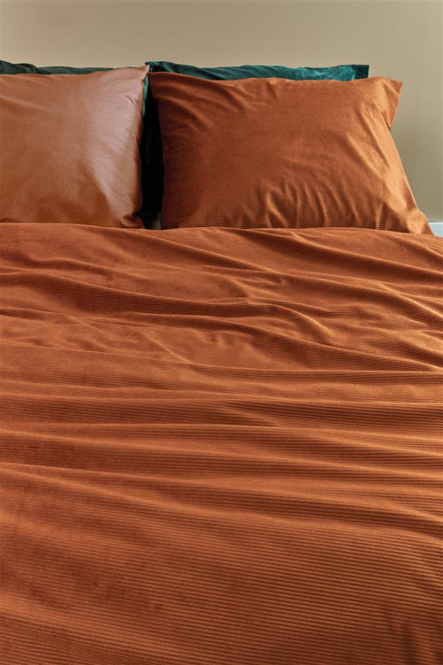 At Home by Beddinghouse Cosy Corduroy Dekbedovertrek - Eenpersoons - 140x200/220 cm cm - Terra