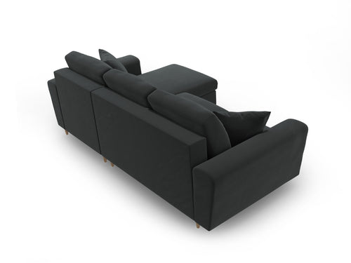 Cosmopolitan Design Omkeerbare converteerbare hoekbank met opbergdoos Kyoto 4-zits, flueel donkergrijs - 145x241x88cm