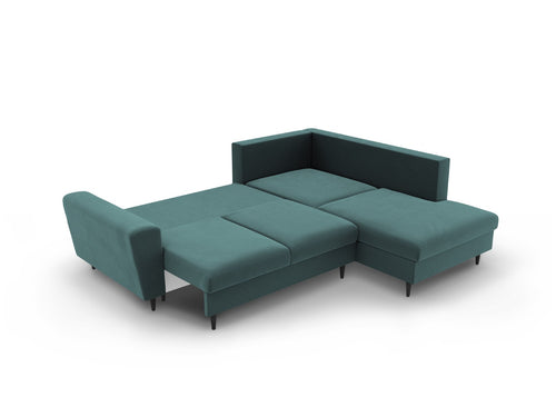Cosmopolitan Design Converteerbare hoekbank rechts met opbergdoos Kyoto 5-zits, flueel olie - 194x243x88cm