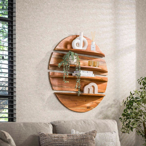 Giga Meubel Wandschap Margosa - Naturel Hout - 90x22x90cm
