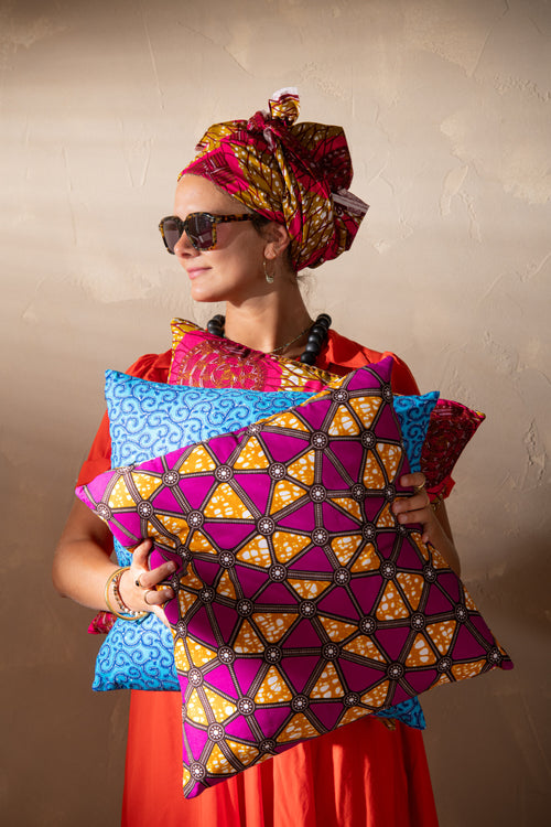 J-Line kussen Patroon Vormen Stof - polyester - mix - 2 stuks - vtwonen shop