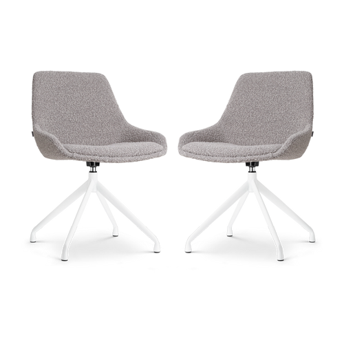 Nolon Nola-Isa Draaibare Eetkamerstoelen Bouclé Taupe - Wit - 2x - vtwonen shop