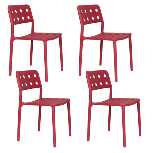 Housecraft Living Serra Tuinstoel/ Eetkamerstoelen Kunststof Rood - Set van 4 - vtwonen shop