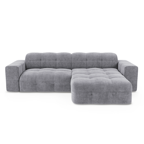 Sia Home - Rechte hoekbanken MAEL -  Fluweel - Lichtgrijs - 230cm - vtwonen shop