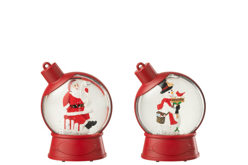J-Line hanger Waterbol Peperkoekman + Kerstman - kunststof - rood - 2 stuks