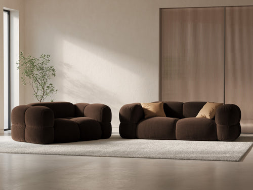 Cosmopolitan Design Bank Loretto 3-zits, flueel chocolade - 100x210x68cm
