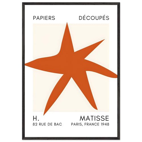 Artfulprints Poster met Lijst Matisse – Star of the sea orange   - 70x100 cm - Oranje