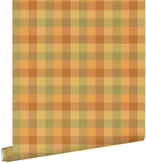 ESTAhome behang ruiten geel, bruin en groen - 50 x 900 cm - 132062