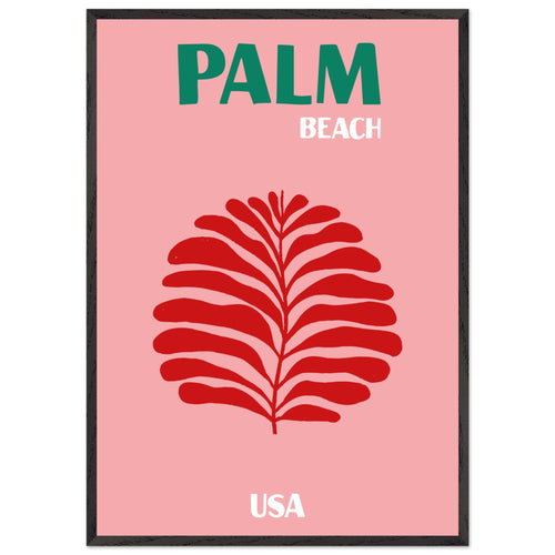 Artfulprints Poster met Lijst USA - Palm Beach   - 70x100 cm - Roze