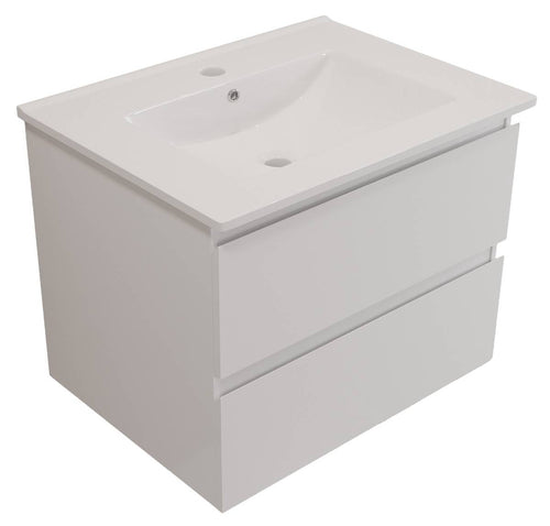 LOMAZOO badkamermeubel Marenza - zwevend - keramiek - glanzend wit - 60 cm