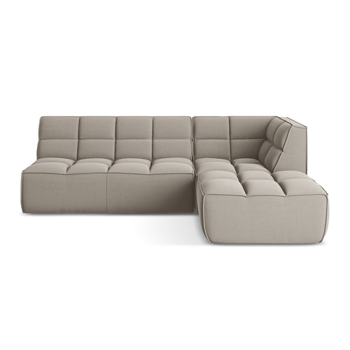 LaMiaSofa Modulaire hoekbank rechts Belluno - velours - taupe - 258x178x75