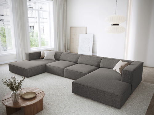 Cosmopolitan Design Panoramische bank Arendal 6-zits, chenille, grijs - 166x364x70cm