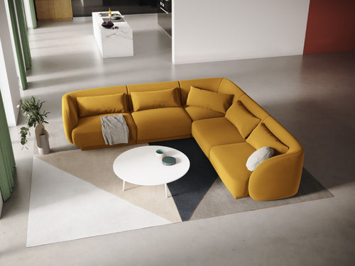 Cosmopolitan Design Symmetrische hoekbank Tulum 5-zits, flueel, geel - 255x255x70cm