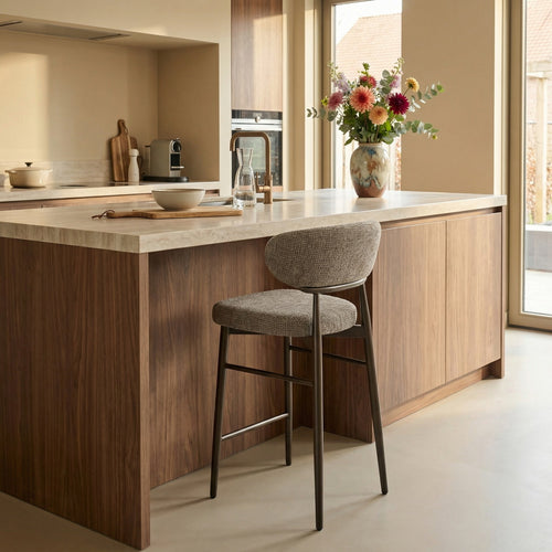 DÉJA Living Barkruk Milan - Taupe/Brons - Zithoogte 75cm - Set van 2