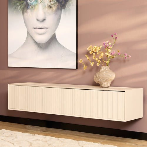 StarFurn Zwevend Tv-meubel Madison - Zandkleur Hout - 160x35x30cm - vtwonen shop