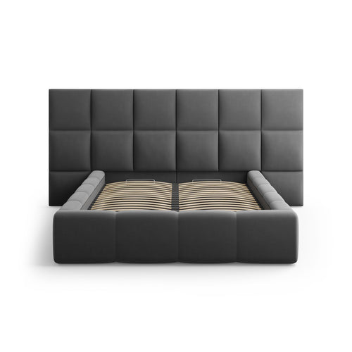Cosmopolitan Design - Opbergbed met dubbel hoofdbord Livigno 200x180cm flueel grijs - 230x300x125cm