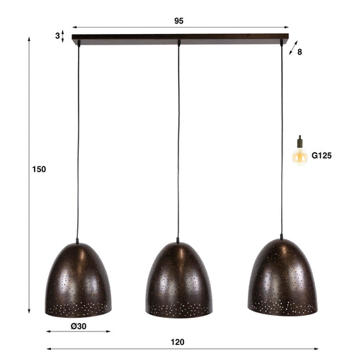 Giga Living Hanglamp Kosmos - Bruin Metaal - 120x30x150cm