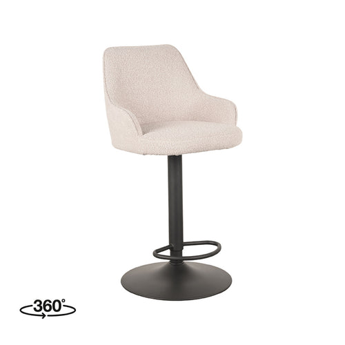 LABEL51 Barkruk Fender - Naturel Bouclé - Zithoogte 64–84cm