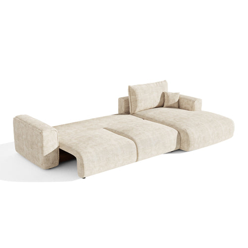 Premium Interiors - Rechthoekige hoekbank met slaapfunctie en opbergruimte COMO - corduroy beige 297cm