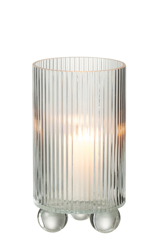 J-Line windlicht Clara - glas - transparant - large - vtwonen shop