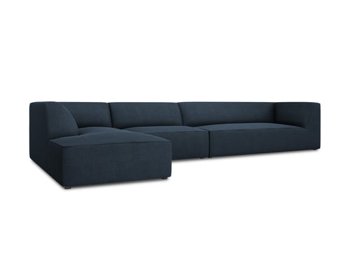 Micadoni linker hoekbank Ruby 5-zits, structurele stof, marineblauw - 180x366x69cm